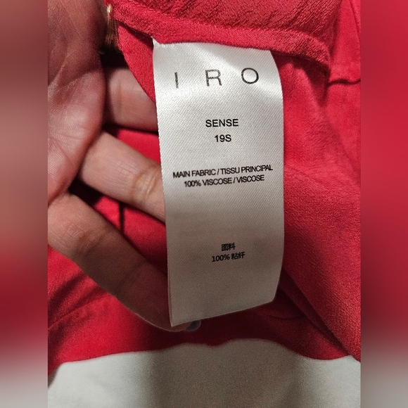 IRO Sense Button Detail Crepe De Chine Blouse Pink Mock-Neck - Picture 8 of 8